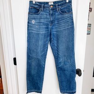 J Crew Raw Edge Straight Leg Jeans - Medium Wash
